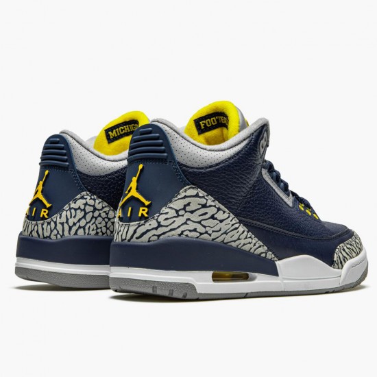 Air Jordan 3 Retro "Michigan" Mens Basketball Shoes AJ3 820064 Black/University Gold-Cement G AJ3 Jordan Sneakers