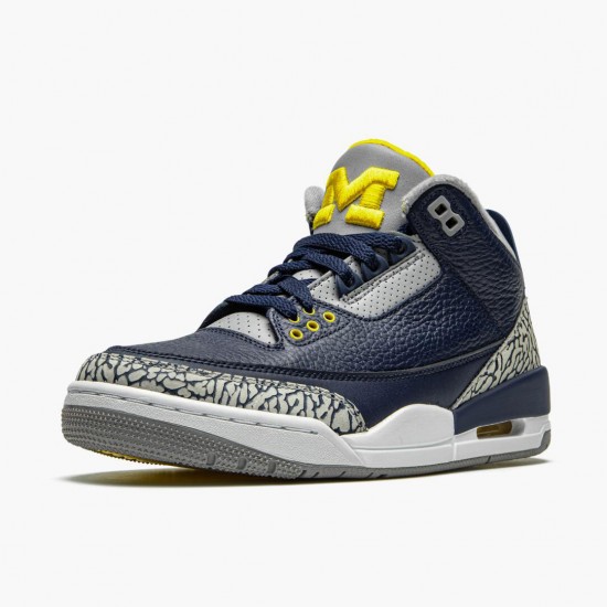 Air Jordan 3 Retro "Michigan" Mens Basketball Shoes AJ3 820064 Black/University Gold-Cement G AJ3 Jordan Sneakers