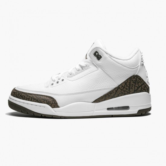 Air Jordan 3 Retro "Mocha" Unisex Basketball Shoes 136064 122 White/Chrome/Dark Mocha AJ3 Jordan Sneakers