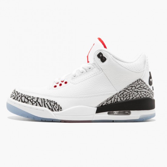 Air Jordan 3 Retro NRG "Mocha" Mens Basketball Shoes 923096 101 White/Fire Red-Cement Grey AJ3 Jordan Sneakers