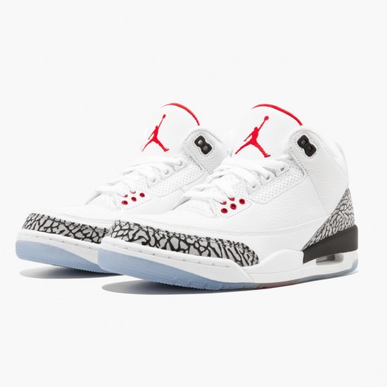 Air Jordan 3 Retro NRG "Mocha" Mens Basketball Shoes 923096 101 White/Fire Red-Cement Grey AJ3 Jordan Sneakers