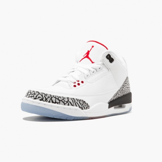 Air Jordan 3 Retro NRG "Mocha" Mens Basketball Shoes 923096 101 White/Fire Red-Cement Grey AJ3 Jordan Sneakers