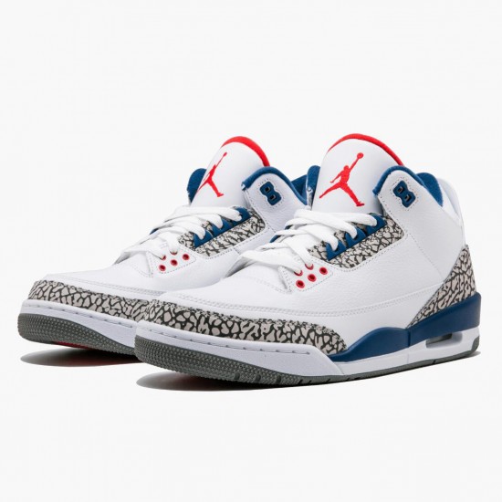 Air Jordan 3 Retro OG "True Blue" Mens Basketball Shoes 854262 106 White/Fire Red-True Blue AJ3 Jordan Sneakers