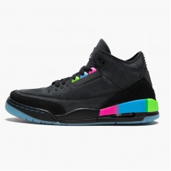 Air Jordan 3 Retro "Quai54" Unisex Basketball Shoes AT9195 001 Black/Black-Electric Green AJ3 Jordan Sneakers