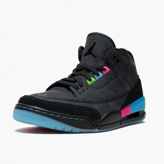 Air Jordan 3 Retro "Quai54" Unisex Basketball Shoes AT9195 001 Black/Black-Electric Green AJ3 Jordan Sneakers