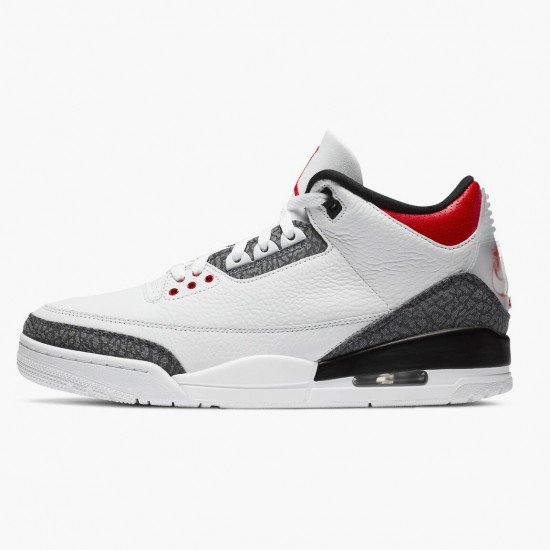 Air Jordan 3 SE DNM "Fire Red" Mens Basketball Shoes CZ6433 100 White/Fire Red-Black AJ3 Jordan Sneakers