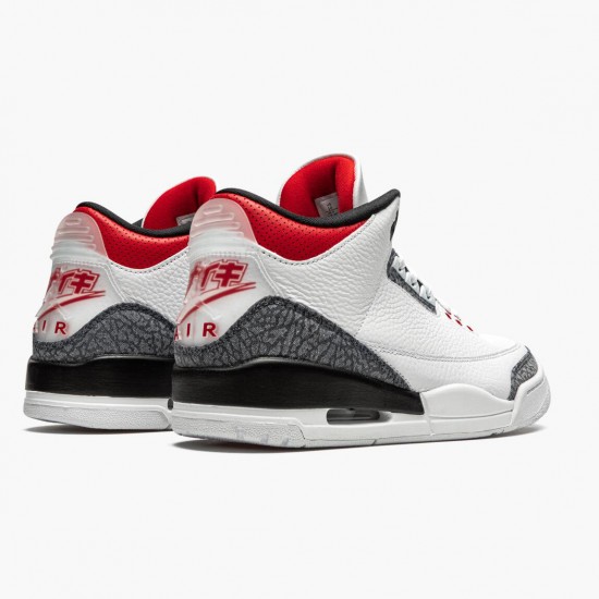 Air Jordan 3 SE DNM "Fire Red" Mens Basketball Shoes CZ6433 100 White/Fire Red-Black AJ3 Jordan Sneakers