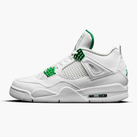 Air Jordan 4 Retro "Metallic Green" Unisex Basketball Shoes CT8527 113 White/Metallic Silver-Pine Gre AJ4 Jordan Sneakers