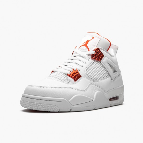 Air Jordan 4 Retro "Metallic Orange" Unisex Basketball Shoes CT8527 118 White/Team Orange-Metallic Sil AJ4 Jordan Sneakers