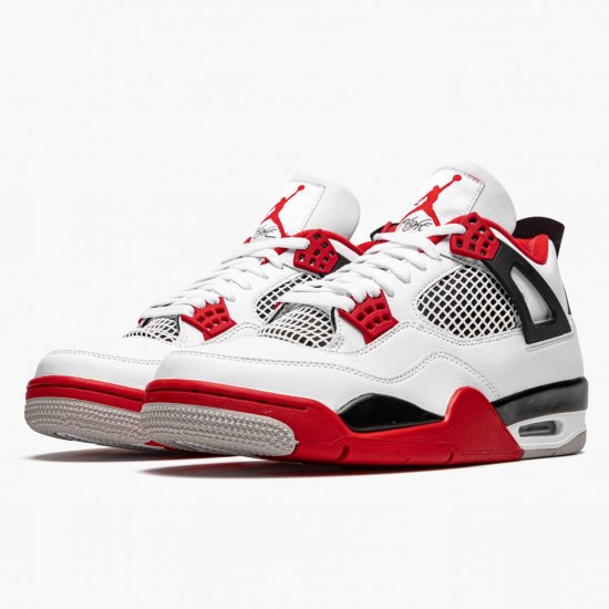 Air Jordan 4 Retro OG "Fire Red" 2020 Mens Jordan Sneakers White/Fire Red-Black-Tech Grey Basektball Shoes DC7770 160