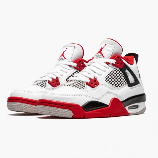 Air Jordan 4 Retro OG GS "Fire Red" 2020 Mens Jordan Sneakers 408452 160 White/Fire Red-Black-Tech Grey Basketball Shoes