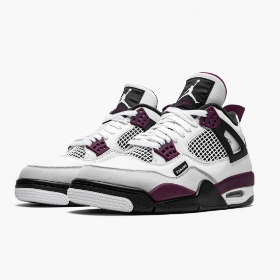 Air Jordan 4 Retro "PSG Paris Saint Germain" Mens Jordan Sneakers White/Neutral Grey-Black-Borde Basektball Shoes CZ5624 100