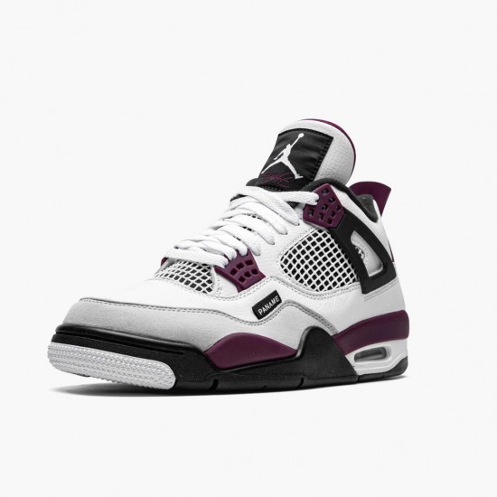 Air Jordan 4 Retro "PSG Paris Saint Germain" Mens Jordan Sneakers White/Neutral Grey-Black-Borde Basektball Shoes CZ5624 100