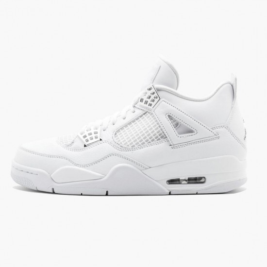 Air Jordan 4 Retro "Pure Money" Unisex Basketball Shoes 308497 100 White/Metallic Silver AJ4 Jordan Sneakers