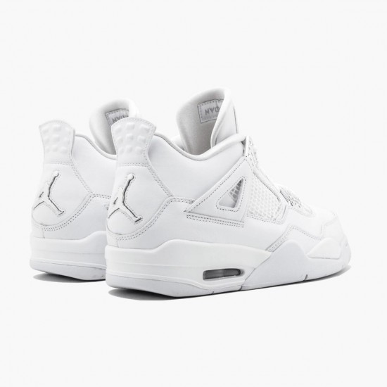 Air Jordan 4 Retro "Pure Money" Unisex Basketball Shoes 308497 100 White/Metallic Silver AJ4 Jordan Sneakers