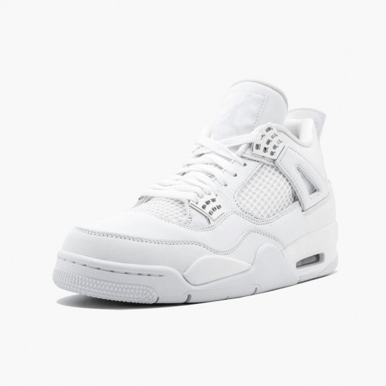 Air Jordan 4 Retro "Pure Money" Unisex Basketball Shoes 308497 100 White/Metallic Silver AJ4 Jordan Sneakers