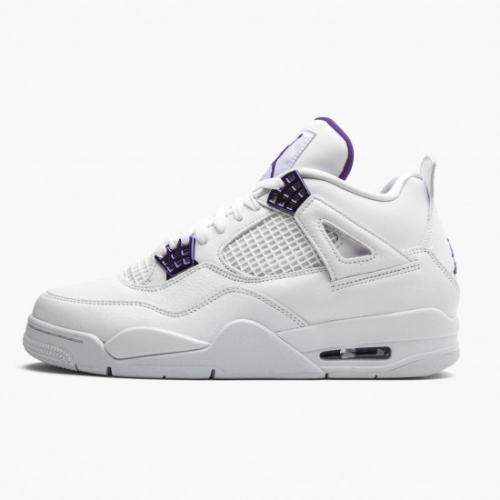 Air Jordan 4 Retro "Purple Metallic" Unisex Jordan Sneakers White/Metallic Silver-Court Pu Basektball Shoes CT8527 115