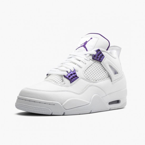 Air Jordan 4 Retro "Purple Metallic" Unisex Jordan Sneakers White/Metallic Silver-Court Pu Basektball Shoes CT8527 115