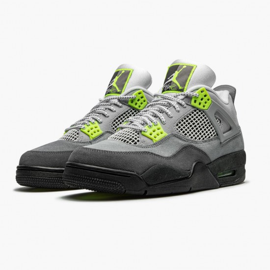 Air Jordan 4 Retro SE "95 Neon" Mens Jordan Sneakers Cool Grey/Volt-Wolf Grey-Anthr Basektball Shoes CT5342 007