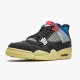 Air Jordan 4 Retro "Union Off Noir" Unisex Basketball Shoes DC9533 001 Off Noir/Brigade Blue-Dark Smo AJ4 Jordan Sneakers