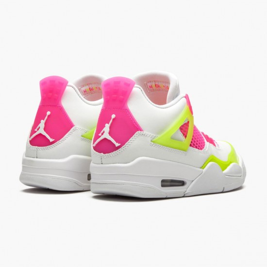 Air Jordan 4 Retro "White Lemon Pink" Unisex Basketball Shoes CV7808 100 White/Lemon Venom/Pink Blast AJ4 Jordan Sneakers