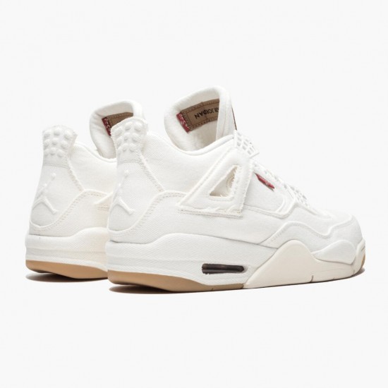 Levi's x Air Jordan 4 "Denim" Mens Basketball Shoes AO2571 100 White AJ4 Jordan Sneakers