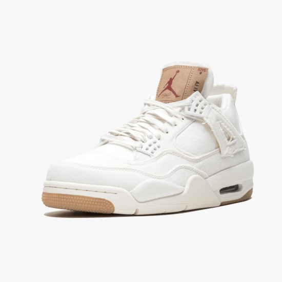 Levi's x Air Jordan 4 "Denim" Mens Basketball Shoes AO2571 100 White AJ4 Jordan Sneakers