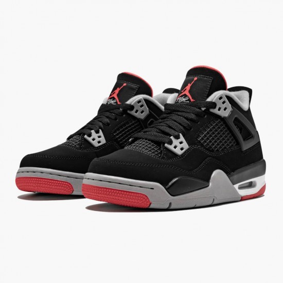 Nike Air Jordan 4 Retro "Bred" 2019 Release Black/Cement Grey-Summit White Basketball Shoes AJ4 Sneakers 308497 060