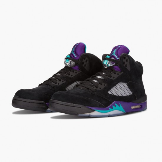 Air Jordan 5 Retro "Black Grape" Unisex Basketball Shoes Black/New Emerald-Grape Ice 136027 007 AJ5 Jordan Sneakers