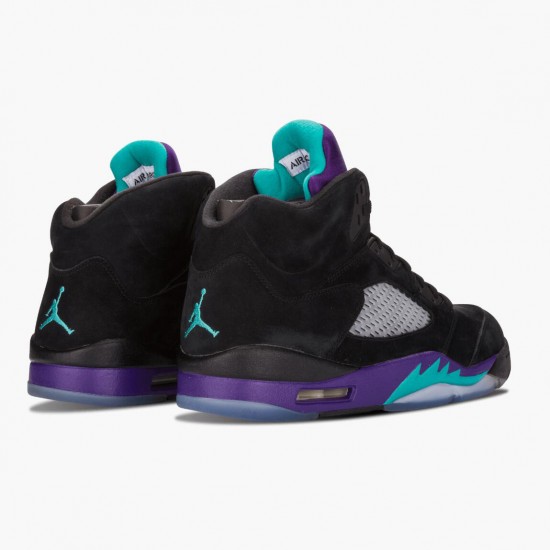 Air Jordan 5 Retro "Black Grape" Unisex Basketball Shoes Black/New Emerald-Grape Ice 136027 007 AJ5 Jordan Sneakers