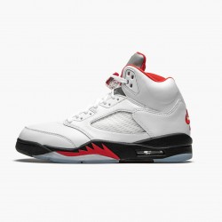 Air Jordan 5 Retro "Fire Red Silver Tongue" Mens Basketball Shoes True White/Fire Red-Black DA1911 102 AJ5 Jordan Sneakers