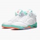 Air Jordan 5 Retro "Light Aqua" Unisex Basketball Shoes White/Crimson Pulse-Light Aqua 440892 100 AJ5 Jordan Sneakers