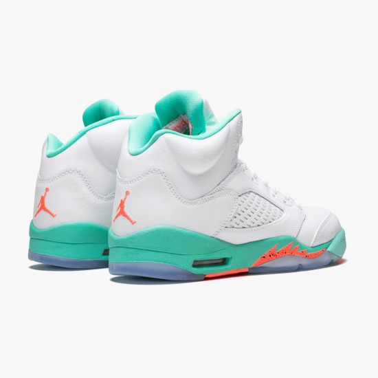 Air Jordan 5 Retro "Light Aqua" Unisex Basketball Shoes White/Crimson Pulse-Light Aqua 440892 100 AJ5 Jordan Sneakers