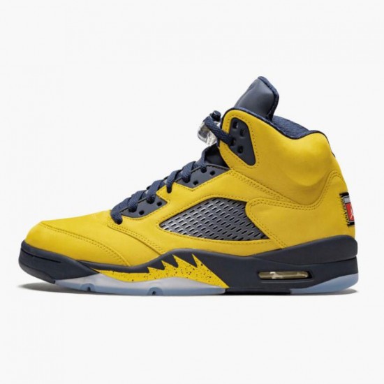 Air Jordan 5 Retro Michigan (2019) Women Men Amarillo/College Navy CQ9541 704