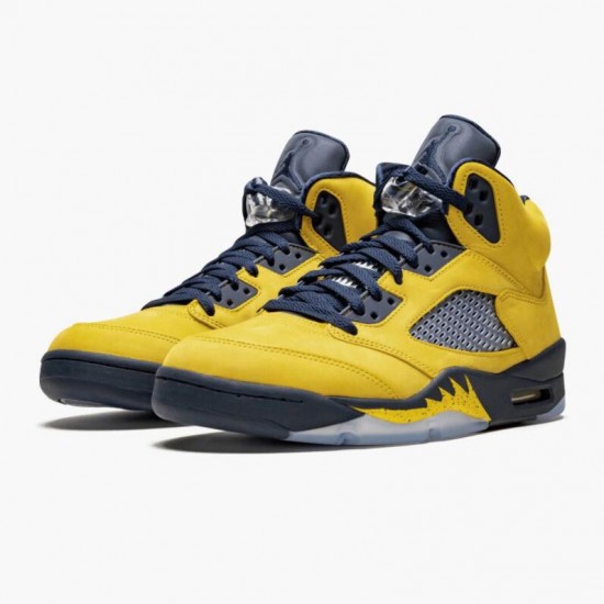 Air Jordan 5 Retro Michigan (2019) Women Men Amarillo/College Navy CQ9541 704