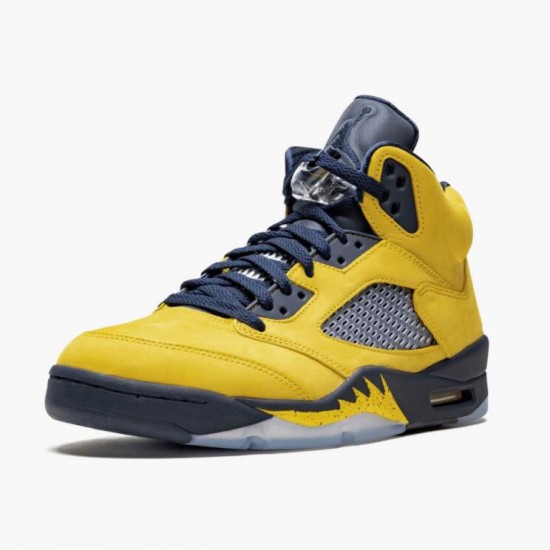 Air Jordan 5 Retro Michigan (2019) Women Men Amarillo/College Navy CQ9541 704