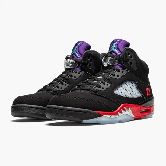 Air Jordan 5 Retro "Top 3" Mens Basketball Shoes Black/Fire Red-Grape Ice-New E CZ1786 001 AJ5 Jordan Sneakers