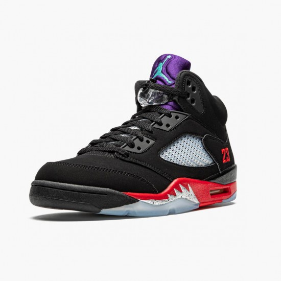 Air Jordan 5 Retro "Top 3" Mens Basketball Shoes Black/Fire Red-Grape Ice-New E CZ1786 001 AJ5 Jordan Sneakers