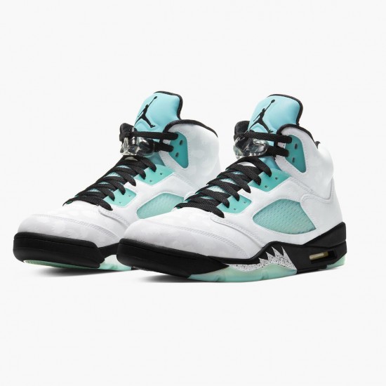 Air Jordan Retro 5 "Island Green" Unisex Basketball Shoes White/Black-White-Island Green CN2932 100 AJ5 Jordan Sneakers