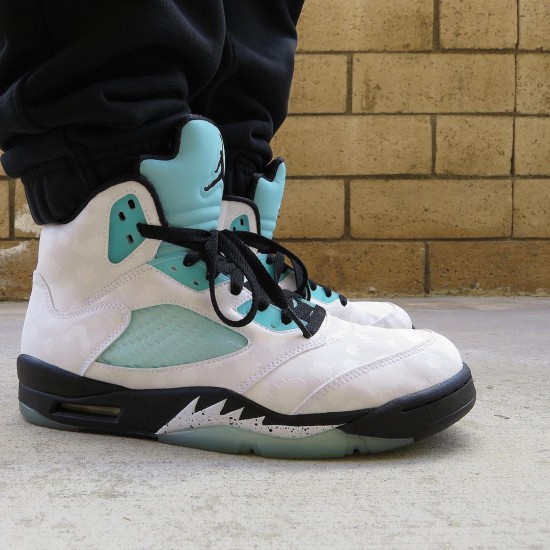 Air Jordan Retro 5 "Island Green" Unisex Basketball Shoes White/Black-White-Island Green CN2932 100 AJ5 Jordan Sneakers