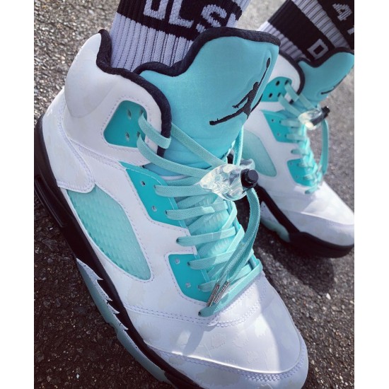 Air Jordan Retro 5 "Island Green" Unisex Basketball Shoes White/Black-White-Island Green CN2932 100 AJ5 Jordan Sneakers