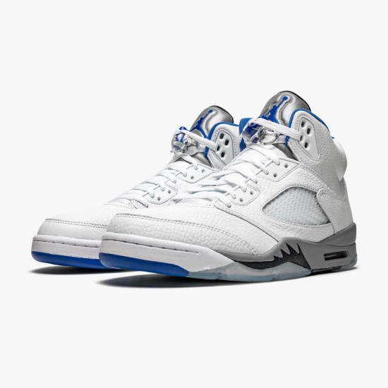 Air Jordan 5 Retro "White Stealth" DD0587 140 White/Stealth-Black-Hyper Roya Mens AJ5 Jordan Sneakers