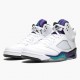 Nike Air Jordan 5 Retro "Grape" White/New Emerald-Grp Ice-Blk Mens Basketball Shoes 136027 108 AJ5 Sneakers