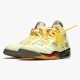 OFF-WHITE x Air Jordan 5 Retro "Sail" Mens Basketball Shoes Sail/Fire Red-Muslin-Black DH8565 100 AJ5 Jordan Sneakers