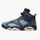 Air Jordan 6 Retro"Washed Denim" Unisex Basketball Shoes CT5350-401 Black-Sail/Varsity Red AJ6 Black Jordan Sneakers