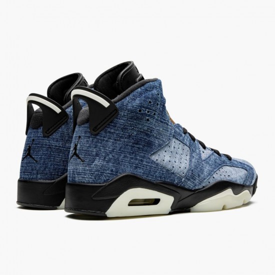 Air Jordan 6 Retro"Washed Denim" Unisex Basketball Shoes CT5350-401 Black-Sail/Varsity Red AJ6 Black Jordan Sneakers