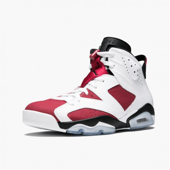 Air Jordan Retro 6 "Carmine" Unisex Basketball Shoes 384664 160 White/Carmine-Black AJ6 Black Jordan Sneakers