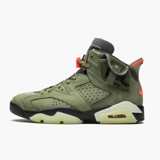 Travis Scott x Air Jordan 6 Retro "Olive" Unisex Basketball Shoes CN1084 200 Medium Olive/Black-Sail/Univer AJ6 Black Jordan Sneakers