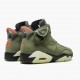 Travis Scott x Air Jordan 6 Retro "Olive" Unisex Basketball Shoes CN1084 200 Medium Olive/Black-Sail/Univer AJ6 Black Jordan Sneakers